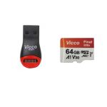 کارت حافظه micro SDXC ویکومن 600X Plus کلاس 10 استاندارد UHS-I U3 سرعت 90MBs ظرفیت 64 گیگابایت به همراه کارت خوان