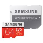 کارت حافظه microSDXC سامسونگ Evo Plus کلاس 10 استاندارد UHS-I U3 سرعت 100MBps ظرفیت 64 گیگابایت به همراه آداپتور SD